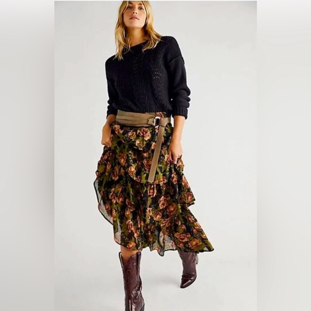 FREE PEOPLE Sawyer Ruffle Tiered Maxi Skirt